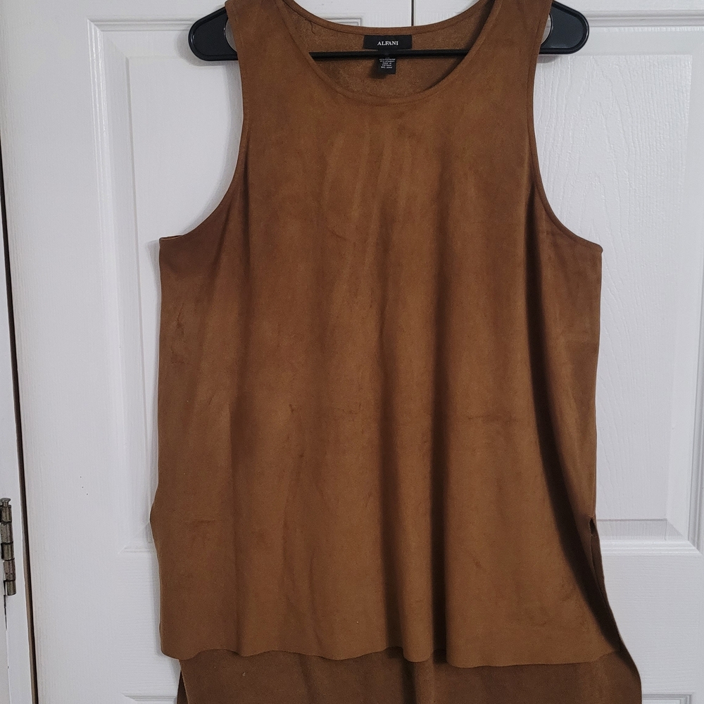 Alfani Tan Sleeveless Tank Top Suede Cottagecore Native Vacation Minimalist